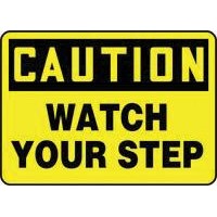 Accuform Signs MSTF661VP Accuform Signs 10\" X 14\" Yellow And Black Plastic Value Fall Arrest Sign \"Caution Watch Your Step\"